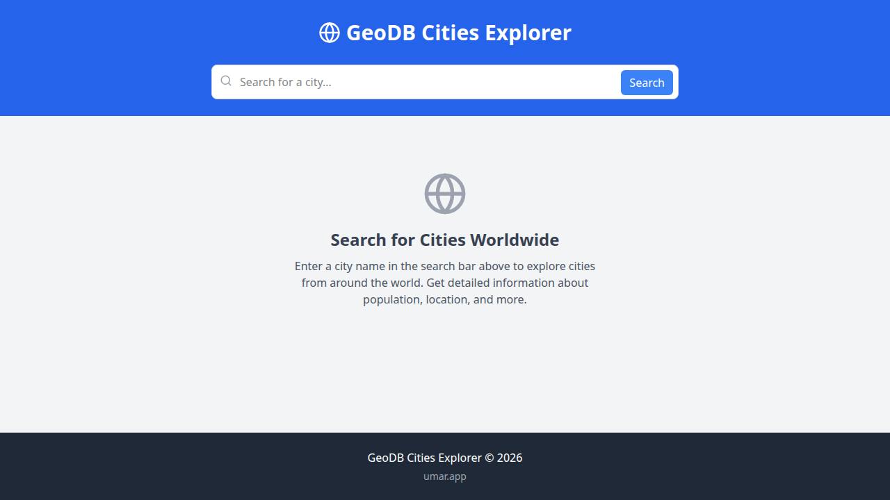 GeoDB Cities Explorer